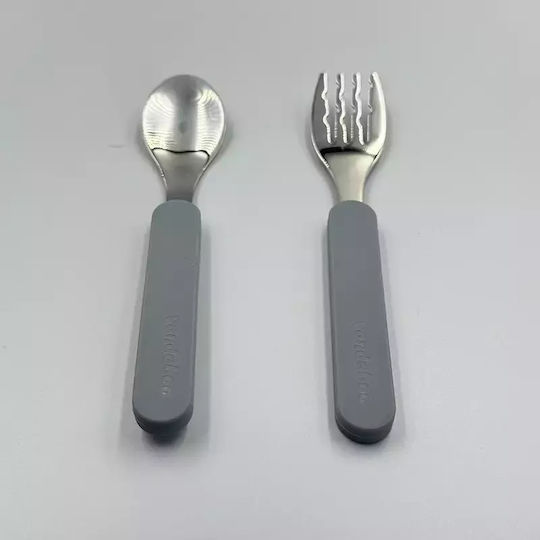 Pandaboo Baby Set with Fork made of Metal Brown 2pcs