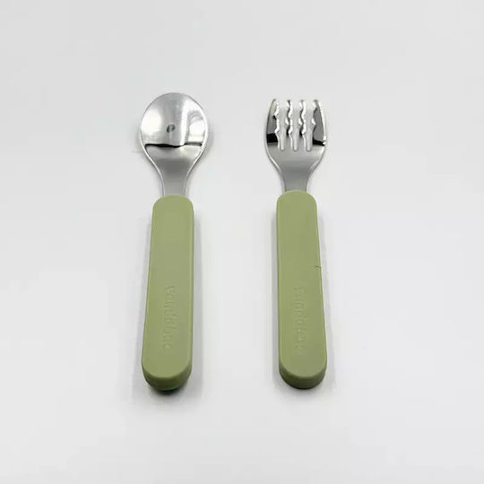 Pandaboo Baby Set with Fork made of Metal Orange 2pcs