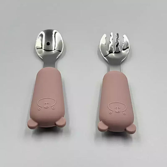 Pandaboo Baby Set with Fork made of Silicone Green 2pcs