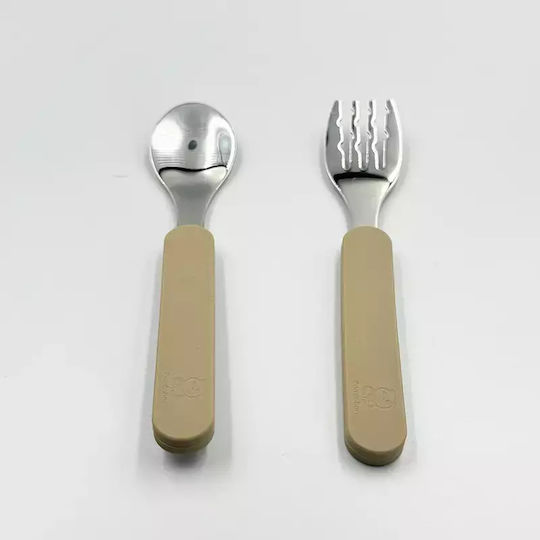 Pandaboo Baby Set with Fork made of Metal Gray 2pcs