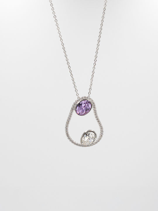 Chrysothemiss Γυναικείο Κολιέ Amethyst Glow Επιπλατινωμένο Μωβ Κρύσταλλο Chrysothemiss Γυναικείο Κολιέ Amethyst Glow Επιπλατινωμένο Μωβ Κρύσταλλο