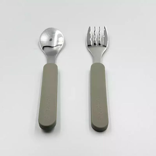 Pandaboo Baby Set with Fork made of Metal Yellow 2pcs