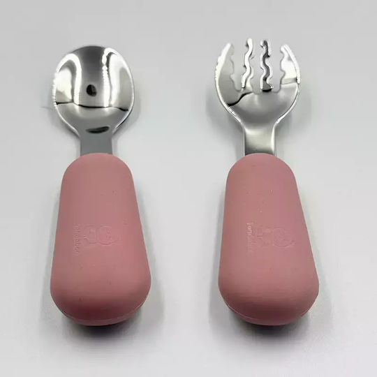 Pandaboo Baby Set with Fork made of Silicone Brown 2pcs