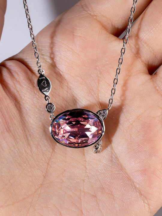 Chrysothemiss Damen Halskette Blush Edelstein Vergoldet Ovaler Rosa Kristall