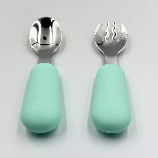 Pandaboo Baby Set with Fork made of Silicone Orange 2pcs