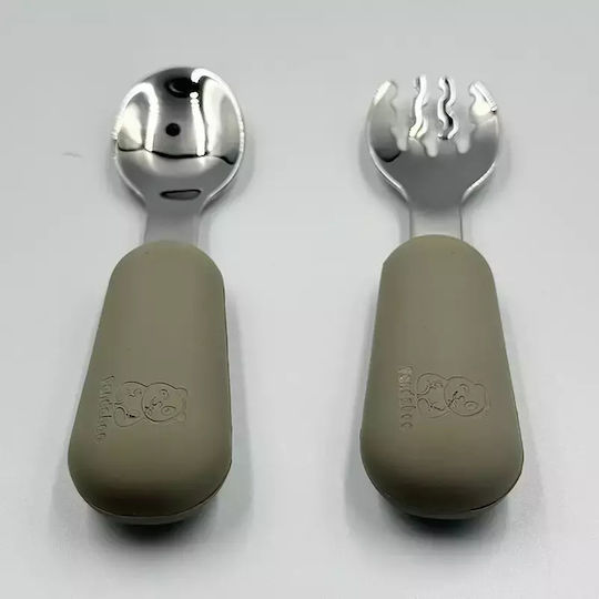 Pandaboo Baby Set with Fork made of Silicone Orange 2pcs