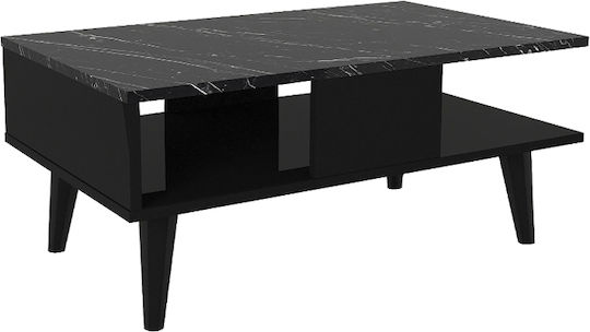 Rectangular Central Coffee Table Andros Black - Black Marble Effect L90xW54xH39.6cm