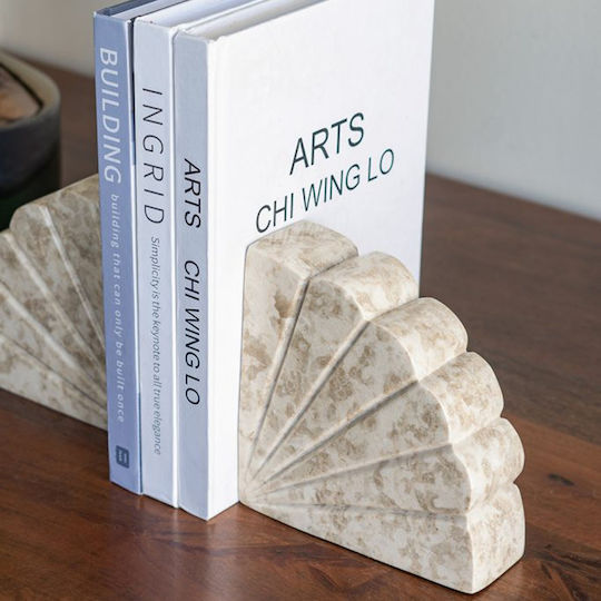 Stone Bookend in Beige Color 2pcs 15x5x30cm