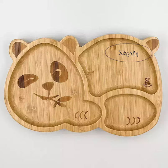 Pandaboo Baby Food Plate made of Bamboo Pink
