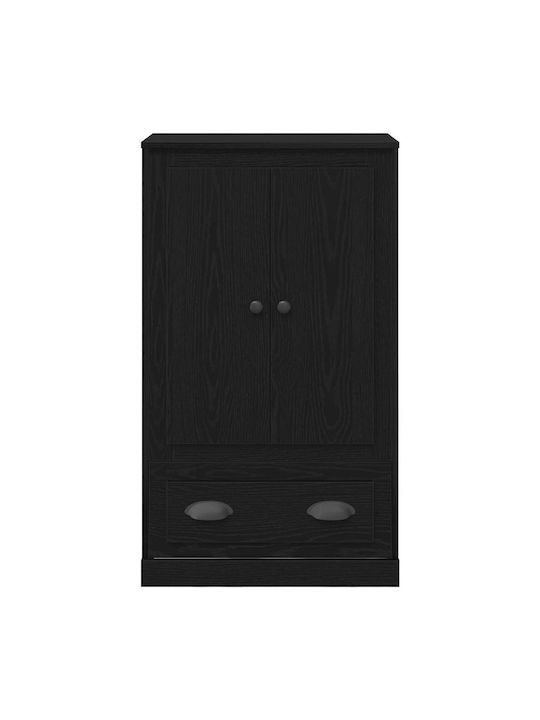 Floor-standing Living Room Display Cabinet made of Particleboard with Glass Black Beech 60x35.5x103.5cm