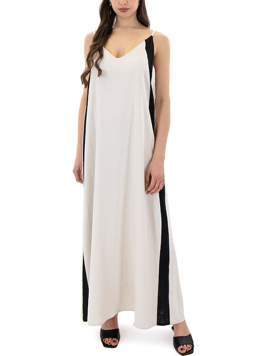 Καλοκαιρινό Maxi Φόρεμα Beige/black
