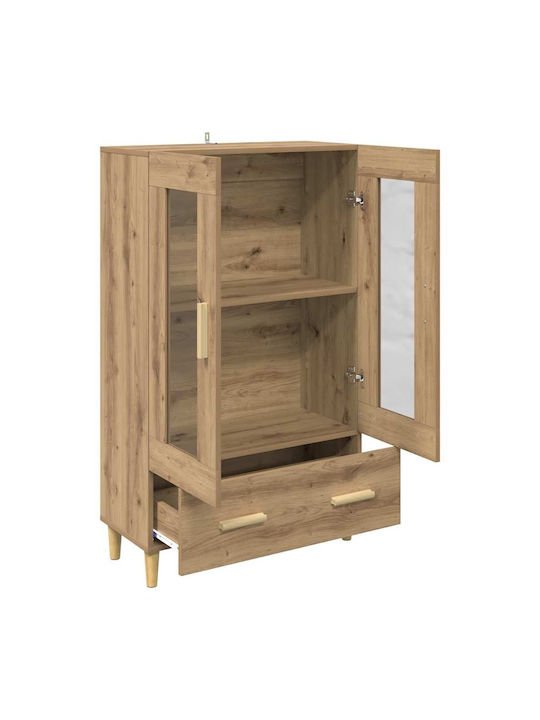 Wand Wohnzimmer Vitrine aus Spanplatte mit Glas Artisan Oak 70x31x115cm