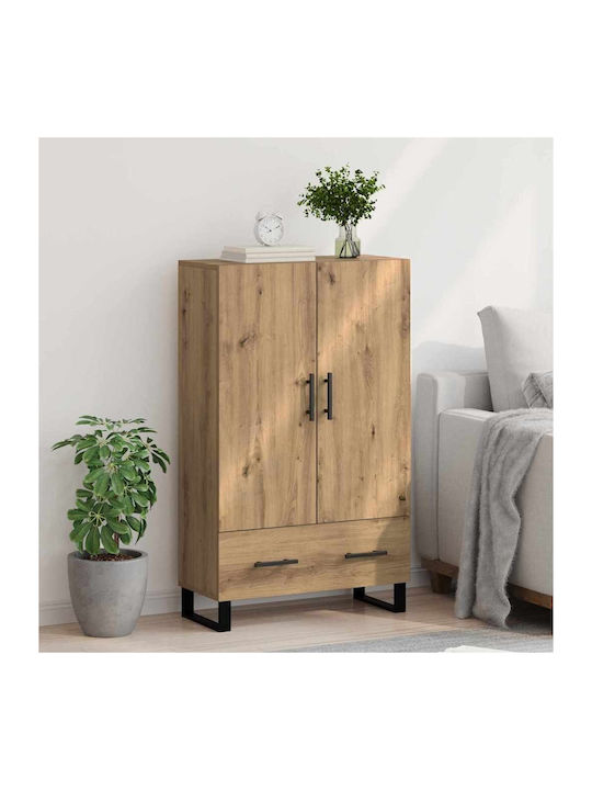 vidaXL Wohnzimmer Vitrine aus Eiche und Metall mit Verglasung Artisan Eiche 69.5x30x115cm