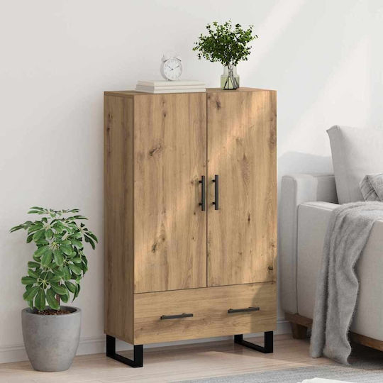 Floor-standing Living Room Display Cabinet made of Wood & Metal with Glass 69.5x30x115cm
