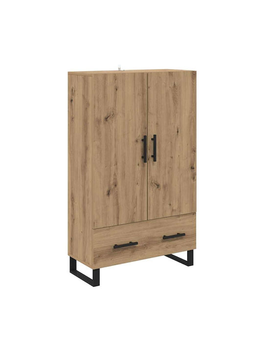 vidaXL Wohnzimmer Vitrine aus Eiche und Metall mit Verglasung Artisan Eiche 69.5x30x115cm