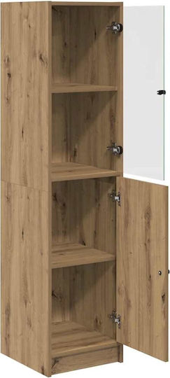 Living Room Display Cabinet Made of Particle Board with Windowed Artisan Oak 35x37x142cm
