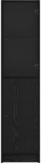 Living Room Display Cabinet Made of Particle Board with Windowed Black Oak 35x37x142cm