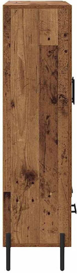 Corona Wall Living Room Display Cabinet made of Wood & Metal with Glass Old Wood 69.5x31x115cm