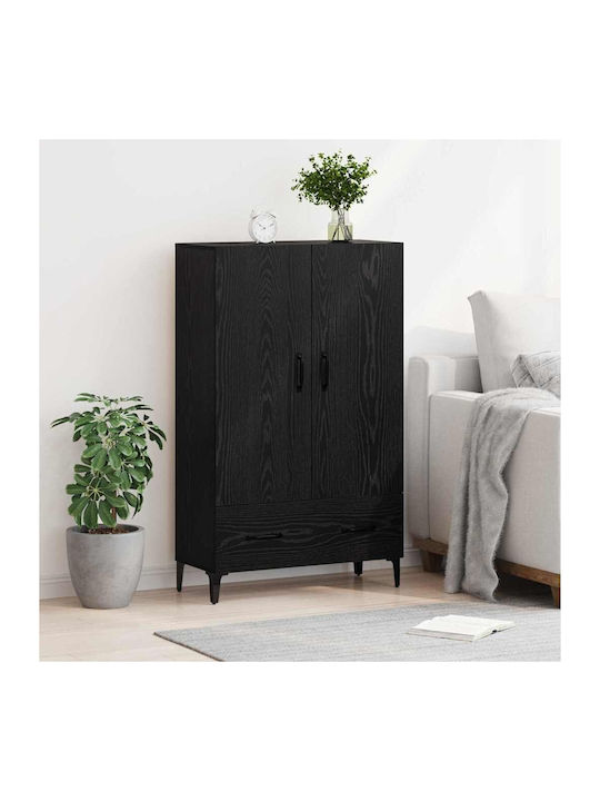 vidaXL Wohnzimmer Vitrine aus Holz & Metall mit Verglasung Schwarz Eiche 70x31x115cm