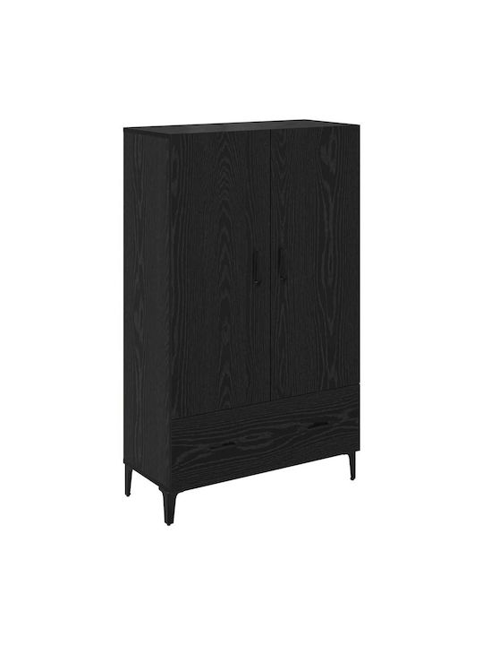 vidaXL Wohnzimmer Vitrine aus Holz & Metall mit Verglasung Schwarz Eiche 70x31x115cm