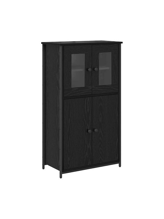 Висулка Витрина за хол от Дърво & Метал със Стъкло Black Beech 62x32x106.5см