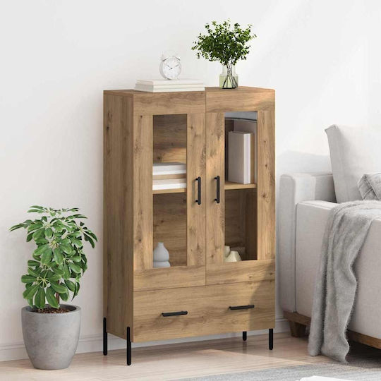 Corona Wall Living Room Display Cabinet made of Wood & Metal with Glass 69.5x31x115cm