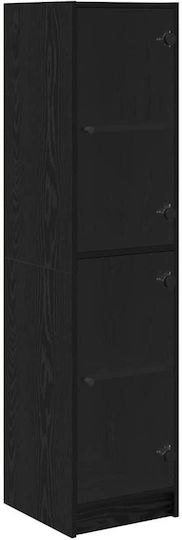 Wall Living Room Display Cabinet made of Particleboard with Glass Black Beech 35x37x142cm