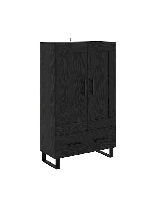 Wand Wohnzimmer Vitrine aus Holz & Metall mit Glas Black Beech 69.5x31x115cm
