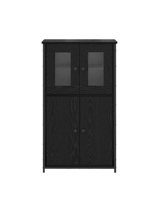 Висулка Витрина за хол от Дърво & Метал със Стъкло Black Beech 62x32x106.5см