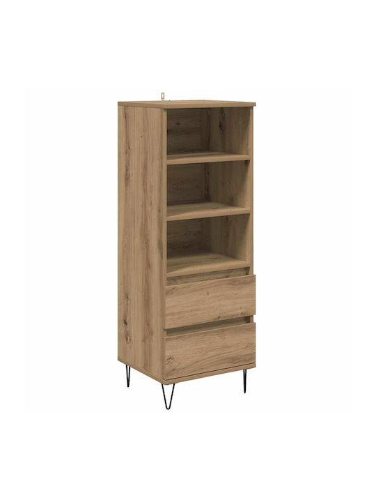 Wand Wohnzimmer Vitrine aus Holz & Metall mit Glas Artisan Oak 40x36x110cm