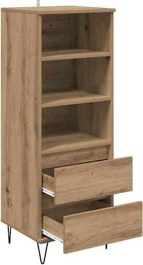 Wall Living Room Display Cabinet made of Wood & Metal with Glass Artisan Oak 40x36x110cm