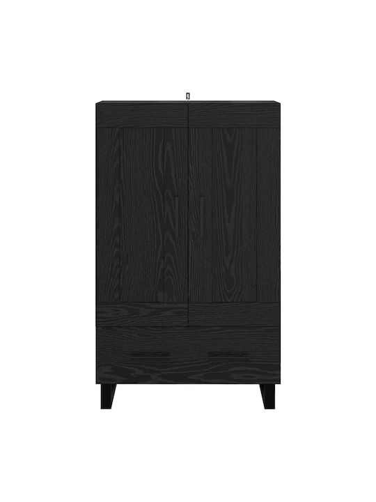 Wand Wohnzimmer Vitrine aus Holz & Metall mit Glas Black Beech 69.5x31x115cm