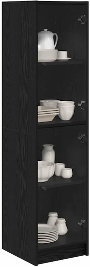 Wall Living Room Display Cabinet made of Particleboard with Glass Black Beech 35x37x142cm