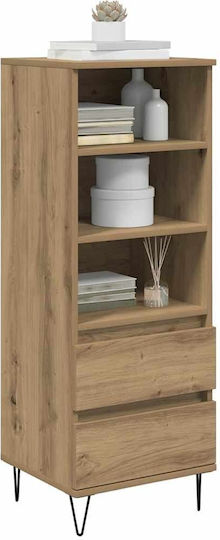 Wall Living Room Display Cabinet made of Wood & Metal with Glass Artisan Oak 40x36x110cm