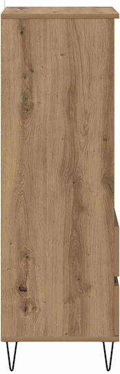 Wall Living Room Display Cabinet made of Wood & Metal with Glass Artisan Oak 40x36x110cm