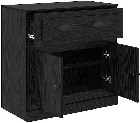 Living Room Display Cabinet made of Particle Board with Windowed Black Oak 70x35.5x67.5cm