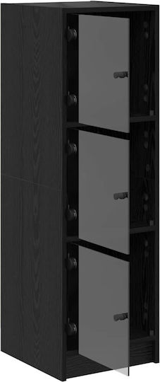 Living Room Display Cabinet Made of Particle Board with Windowed Black Oak 35x37x109cm