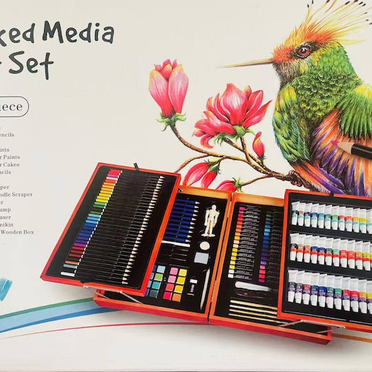 Colouring Set 172 Pieces Wooden Carrying Case 45x33x11cm