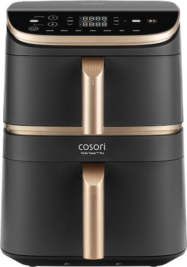 Cosori Turbo Tower Pro Heißluftfritteuse mit Wi-Fi & Doppel-Abnehmbarer Korb 10.8Es Schwarz