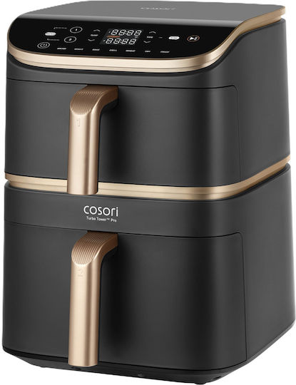 Cosori Turbo Tower Pro Heißluftfritteuse mit Wi-Fi & Doppel-Abnehmbarer Korb 10.8Es Schwarz