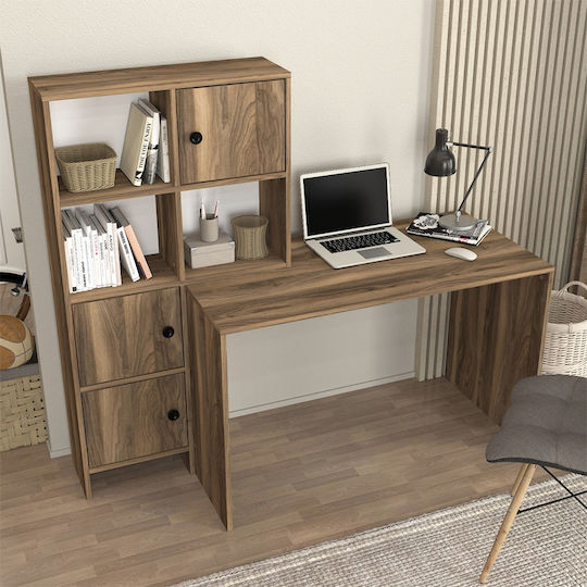 Γραφείο Lesya Ξύλινο με Βιβλιοθήκη Καρυδί 159.2x59.6x141.2εκ.