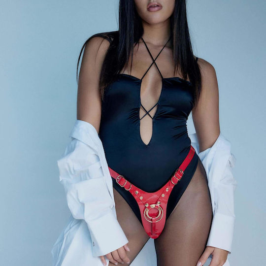 Leatherette Harness Fabulous One Size Red Glossy