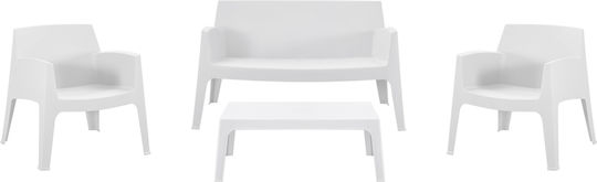 Set Salon Exterior Lounge 4 Piese Alb