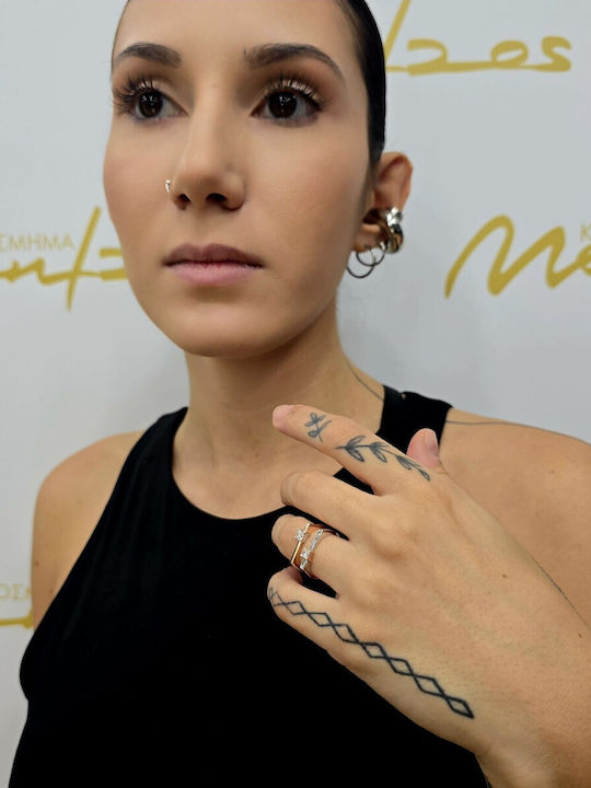 Mentzos Ring with Diamond made of White gold 18K
