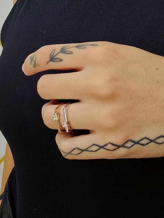 Mentzos Ring with Diamond made of White gold 18K