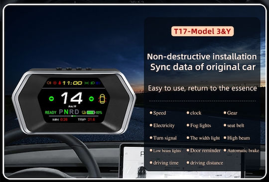 Digital Dashboard Information Display Diagnostic Device Obd2 Gps Hud Type Pyramid Tesla Model 3 Model Y T17
