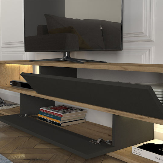 Suport TV cu Iluminare LED Sepet Stejar - Antracit M180xA29.5xÎ39cm