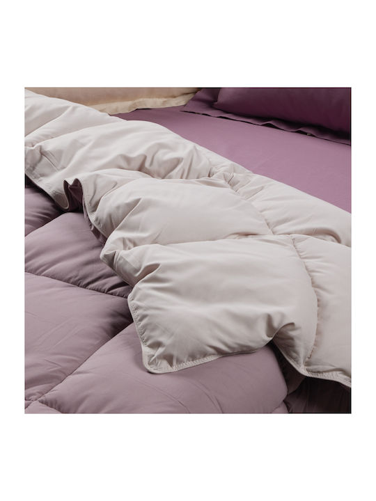 Das Home Duvet Queen with Microfiber Filling 220x240cm 9691 Happy Beige, Purple 550 GSMGsm 10.5 togs Togs