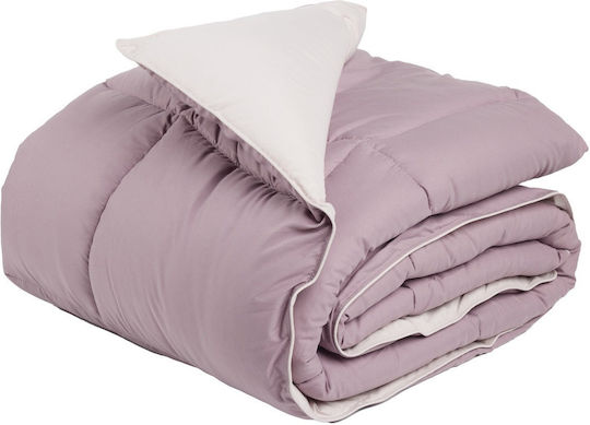 Das Home Duvet Single with Microfiber Filling 160x220cm 9691 Happy Beige, Purple 550 GSMGsm 10.5 togs Togs