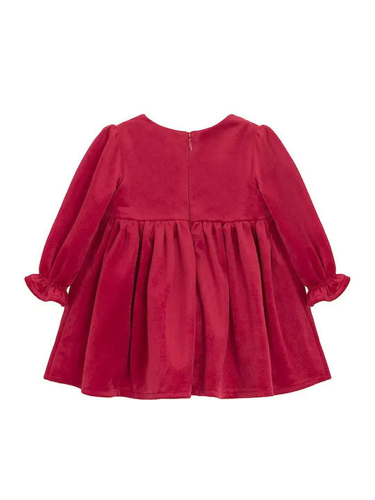 Girls Dress Long Sleeve Velvet Red